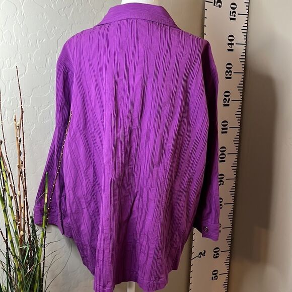 Cj Banks purple snap front top w/ mid-length sleeves & two front pockets size 2X - Picture 6 of 11